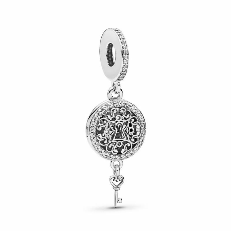 Pandora Regal Love Key Dangle Charm Ireland - Sterling Silver/Cubic Zirconia - 308421SJK